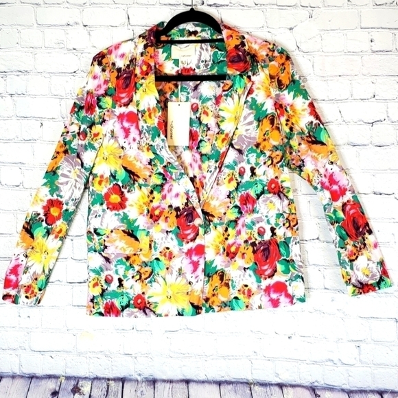 BRIGHT Floral 100% Cotton Lightweight Blazer in Size Small from Anthropo… - Picture 1 of 9